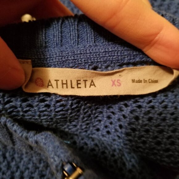 Athleta Royal Blue Mesh Knit Zip Up Sweater Jacket - Picture 4 of 5